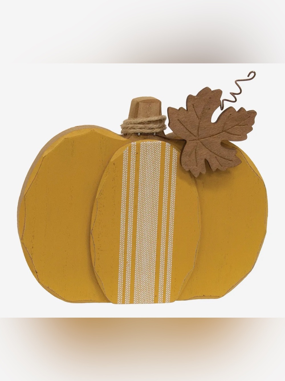 Mustard Yellow Wooden Pumpkin Table Decor - Brand: